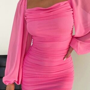 Chic One-Shoulder Pink Dress